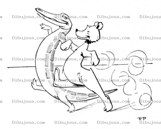 Dibujo para colorear Dibujo De Lagarto Y Oso Corriendo Para Pintar Y Colorear