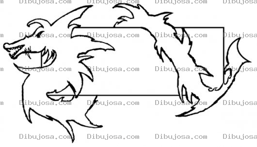 Dibujo para colorear Dibujo De Un Cartel Con Un Dragon Para Pintar Y Colorear