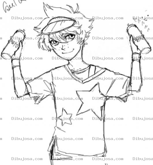 Dibujo para colorear Dibujo De Grafitero Con Botes De Pintura En Spray Para Pintar Y Colorear
