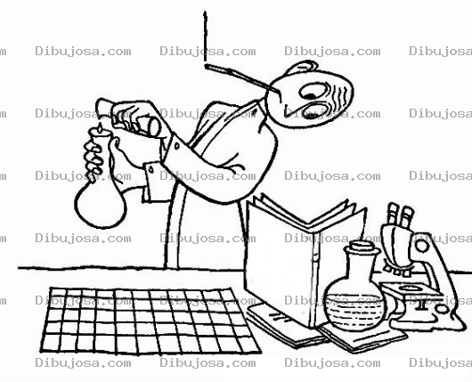 Dibujo para colorear Dibujo De Quimico Biologo Preparando Una Formula Quimica Para Pintar Y Colorear Cientifico En Laboratorio De Quimica