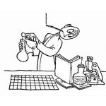 Dibujo para colorear Dibujo De Quimico Biologo Preparando Una Formula Quimica Para Pintar Y Colorear Cientifico En Laboratorio De Quimica