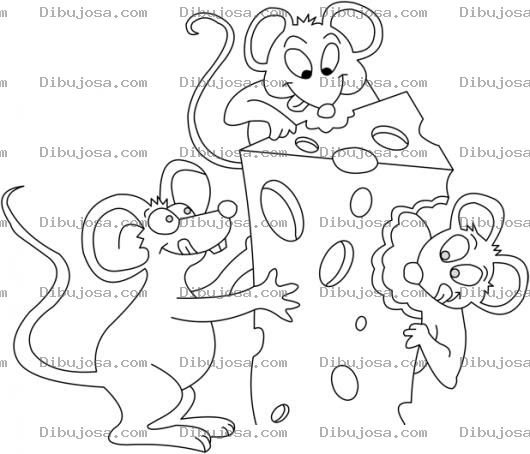 Dibujo para colorear Dibujo De 3ratones Comiendo Queso Para Pintar Y Colorear