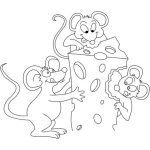 Dibujo para colorear Dibujo De 3ratones Comiendo Queso Para Pintar Y Colorear