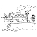 Dibujo para colorear Dibujo Del Barco Del Papa Para Pintar Y Colorear Al Papa En Un Bote