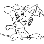 Dibujo para colorear Dibujo De Pollito Equilibrista Para Pintar Y Colorear