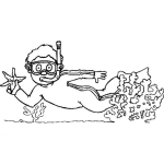 Dibujo para colorear Dibujo De Un Buzo Buceando Con Un Snorkel Recogiendo Estrellas De Mar Para Colorear