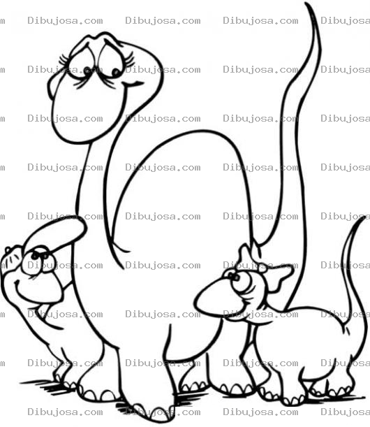 Dibujo para colorear Dibujo De Mama Dinosaurio Con Sus 2 Hijos Dinosaurito Y Dinosaurita Para Colorear