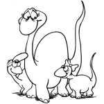 Dibujo para colorear Dibujo De Mama Dinosaurio Con Sus 2 Hijos Dinosaurito Y Dinosaurita Para Colorear