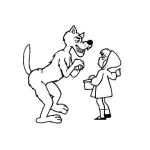 Dibujo para colorear Dibujo De Caperucita Hablando Con El Lobo Feroz Para Pintar Y Colorear
