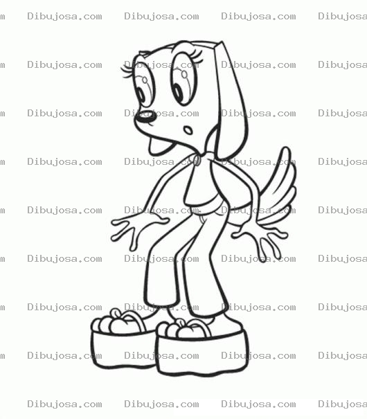 Dibujo para colorear Dibujo De Perrita Con Chancletas Altas Para Pintar Y Colorear
