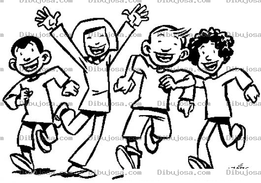 Dibujo para colorear Dibujo De Ninos Corriendo Felices Para Pintar Y Colorear