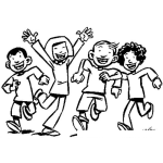 Dibujo para colorear Dibujo De Ninos Corriendo Felices Para Pintar Y Colorear