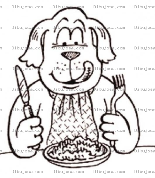 Dibujo para colorear Dibujo De Perro Con Su Lato De Comida Listo Para Comer