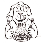 Dibujo para colorear Dibujo De Perro Con Su Lato De Comida Listo Para Comer