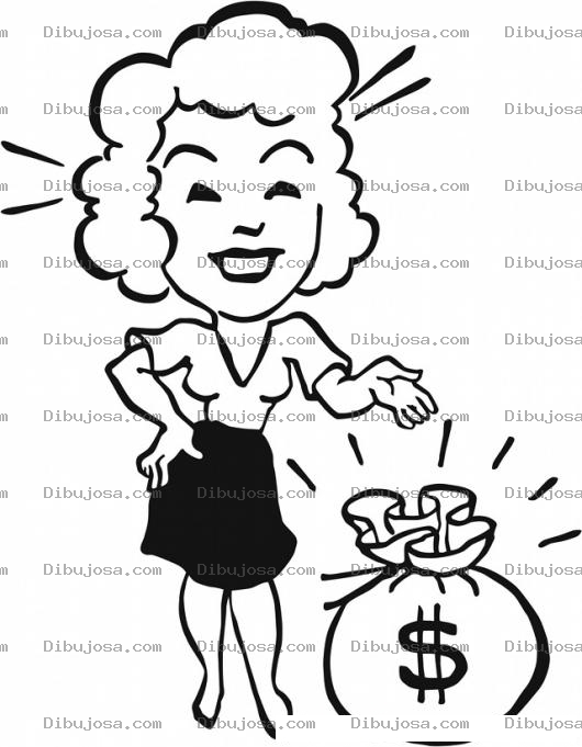 Dibujo para colorear Mujer Adinerada Dibujo De Mujer Con Mucho Dinero Para Pintar Y Colorear Millonaria Rica Y Acaudalada