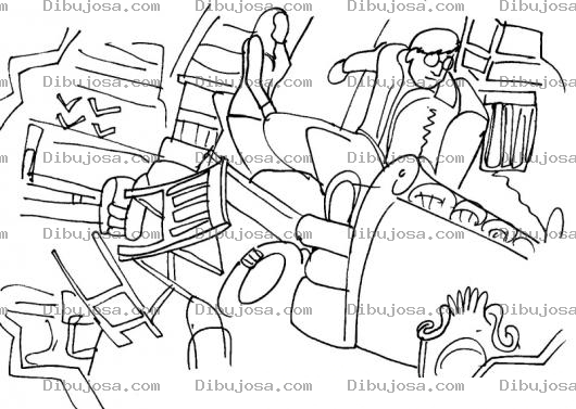 Dibujo para colorear Dibujo De Un Terremoto Adentro De Una Casa Para Pintar Y Colorear