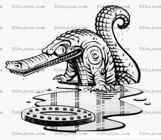 Dibujo para colorear Dibujo De Cocodrilo Saliendo De Un Alcantarillado Para Pintar Y Colorear