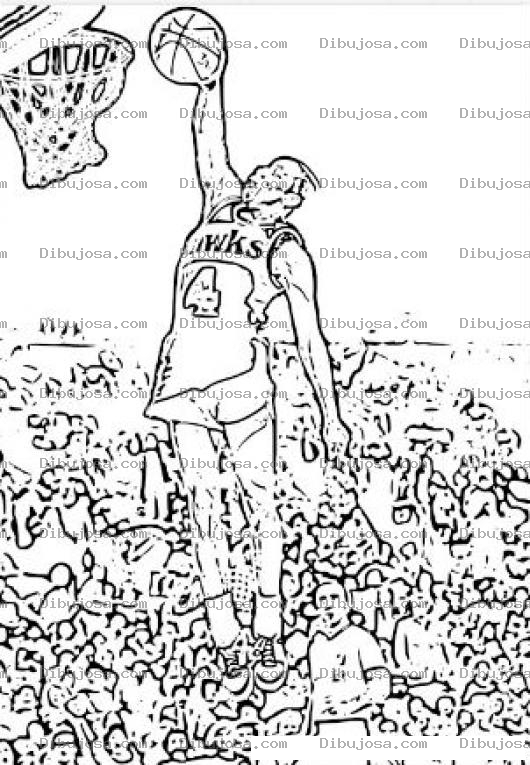 Dibujo para colorear Dibujo De Spud Webb Clabando La Pelota En El Aro Para Pintar Y Colorear Slam Dunk De Spudd Web
