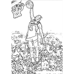 Dibujo para colorear Dibujo De Spud Webb Clabando La Pelota En El Aro Para Pintar Y Colorear Slam Dunk De Spudd Web