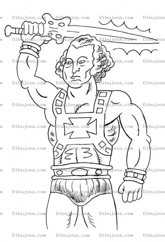 Dibujo para colorear Dibujo De Geroge Washington Con Cuerpo De Heman Para Colorear A He-man