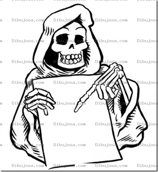Dibujo para colorear Dibujo De La Muerte Con Un Cartel Para Pintar Y Colorear