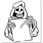 Dibujo para colorear Dibujo De La Muerte Con Un Cartel Para Pintar Y Colorear