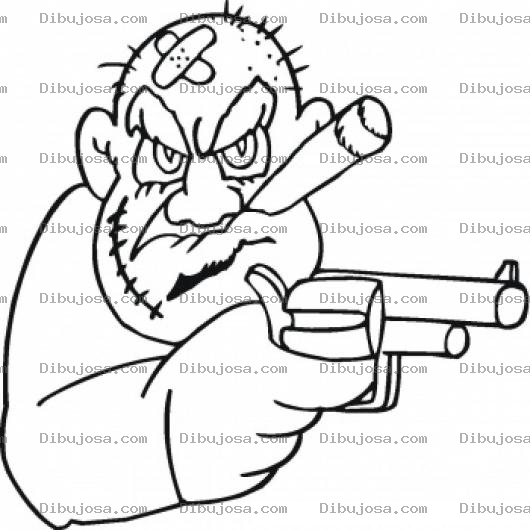 Dibujo para colorear Dibujo De Ladron Asaltante Con Pistola En Mano Para Pintar Y Colorear A Un Caco Choro Ratero Y Ladronazo