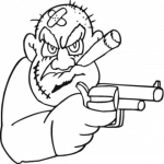 Dibujo para colorear Dibujo De Ladron Asaltante Con Pistola En Mano Para Pintar Y Colorear A Un Caco Choro Ratero Y Ladronazo
