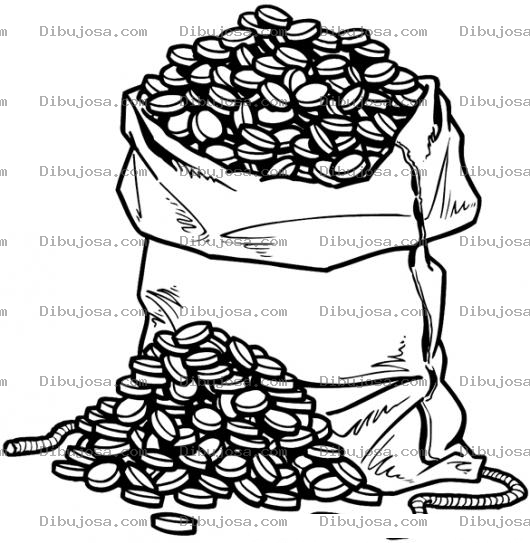 Dibujo para colorear Costal De Monedas Para Pintar Y Colorear