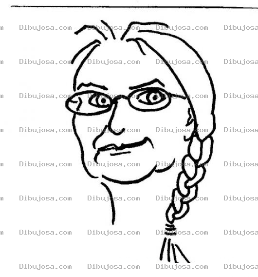 Dibujo para colorear Dibujo De Viejita Con Pelo Trenzado Para Pintar Y Colorear Abuelita Con Trenza