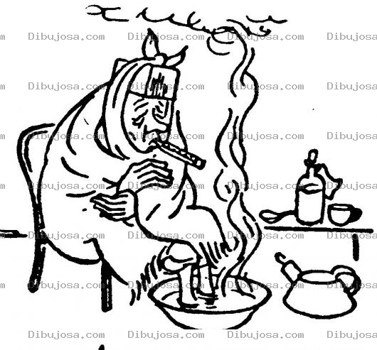 Dibujo para colorear Dibujo De Abuelita Enferma Con Gripe Para Pintar Y Colorear