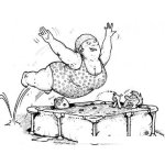 Dibujo para colorear Dibujo De Gorda Saltando En Una Piscina De Panzaso Para Pintar Y Colorear