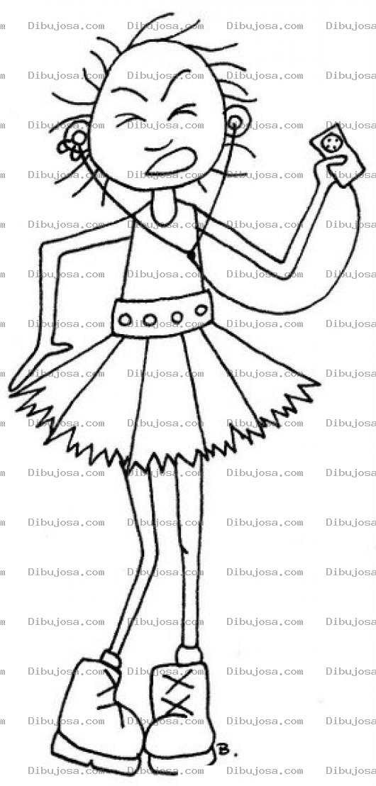 Dibujo para colorear Dibujo De Chica Pelona Oyendo Muscia Para Pintar Y Colorear