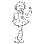 Dibujo para colorear Dibujo De Chica Pelona Oyendo Muscia Para Pintar Y Colorear