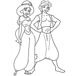 Dibujo para colorear Princesa Jazmin Y Aladino Para Pintar Y Colorearpara
