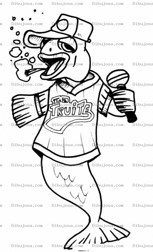 Dibujo para colorear Dibujo De Pez Con Microfono Para Pintar Y Colorear Pescado Cantante