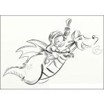 Dibujo para colorear Dibujo De Nino Volando Sobre Un Dragon Para Pintar Y Colorear