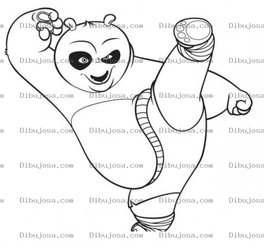 Dibujo para colorear Dibujo De Kung Fu Panda Tirando Una Patada Para Pintar Y Colorear