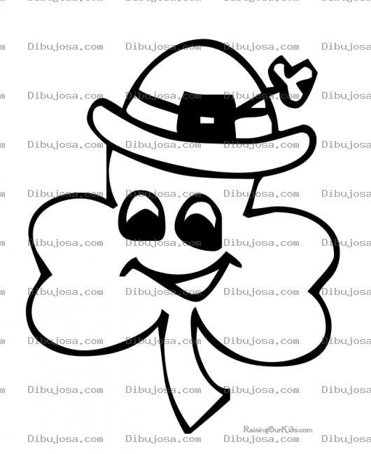 Dibujo para colorear Trebol De 3 Hojas Irlandes Para Pintar Y Colorear