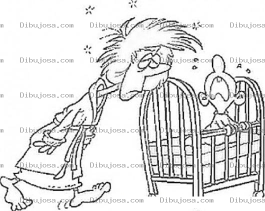 Dibujo para colorear Dibujo De Mama Desvelada Por Bebe Lloron Para Pintar Y Colorear Bebe Chillon Chillando En La Cuna Y Despertando A Su Madre