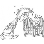 Dibujo para colorear Dibujo De Mama Desvelada Por Bebe Lloron Para Pintar Y Colorear Bebe Chillon Chillando En La Cuna Y Despertando A Su Madre