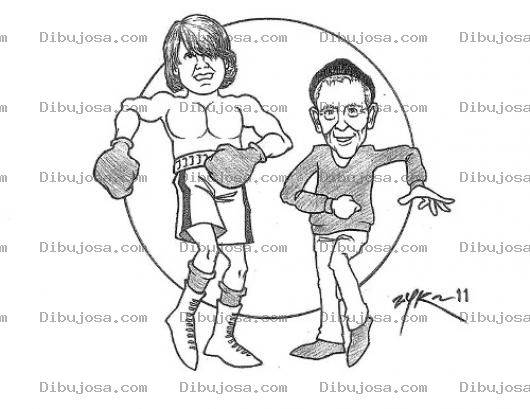 Dibujo para colorear Dibujo Del Boxeador Rocky Marciano Con Su Entrenador Para Pintar Y Colorear