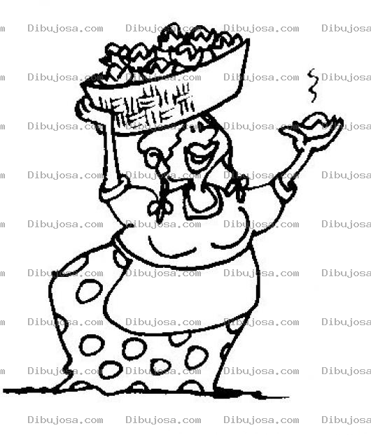 Dibujo para colorear Dibujo De Vendedora Ambulante De Cubiletes Y Pastelitos Para Pintar Y Colorear