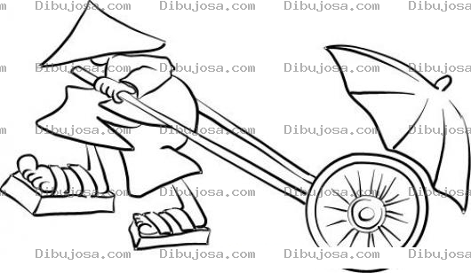 Dibujo para colorear Dibujo De Chino Jalando La Carreta Para Colorear