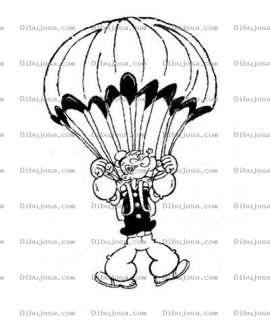 Dibujo para colorear Dibujo De Popeye En Paracaidas Para Pintar Y Colorear