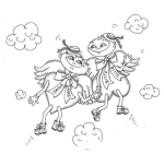 Dibujo para colorear Dibujo De Corazones En El Cielo Para Pintar Y Colorear