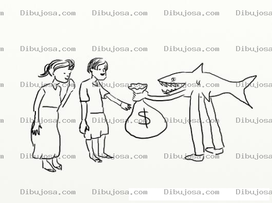 Dibujo para colorear Dibujo De Prestamista Benevolente Y Gamonal Para Pintar Y Colorear A Usurero Dando Pisto