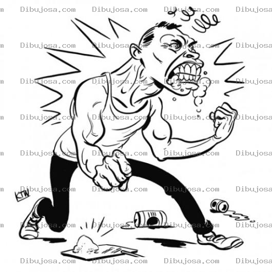 Dibujo para colorear Dibujo De Hombre Furioso Cabreado Emputado Encabronado Y Enojado Con Ganas De Pelear Para Pintar Y Colorear