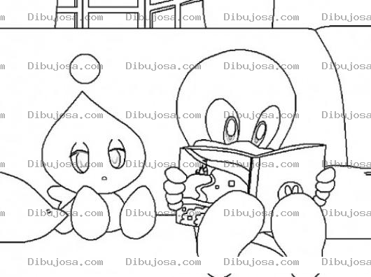 Dibujo para colorear Dibujo De Piolin Sentado Con Una Gota De Agua Para Pintar Y Colorear