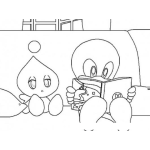 Dibujo para colorear Dibujo De Piolin Sentado Con Una Gota De Agua Para Pintar Y Colorear